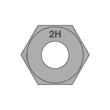 Heavy Hex Nut, 2-1/2-4, Steel, Grade 2H, Plain, 2-29/64 In Ht, 42 PK